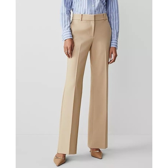 NWOT Ann Taylor‎ The Jayne Trouser Pant Baguette Tan Size 14 Workwear - Picture 1 of 10